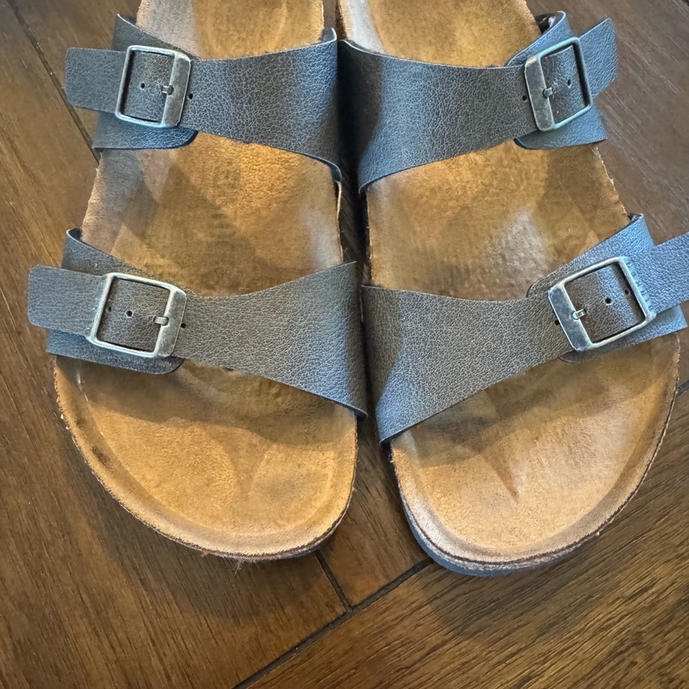Gray Double Strap Sandals